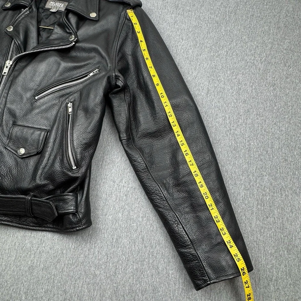 Wilsons Leather Lined Motorcycle Biker Jacket Black Men's Sz M Asymmetrical Zip